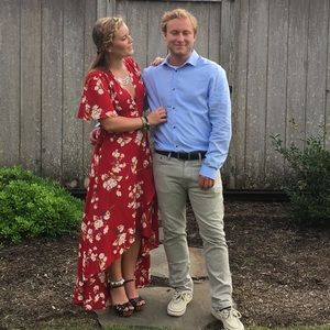 Lulus red floral dress